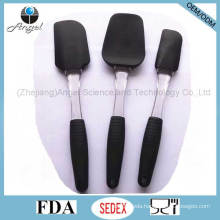 Good Quality 3PC BBQ Tool Set Silicone Brush and Silicone Spatula Ss09